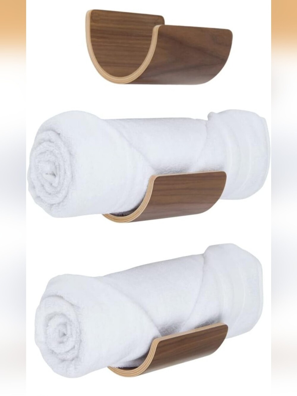 Wall-Mounted Wooden Rolled Towel Rack X3